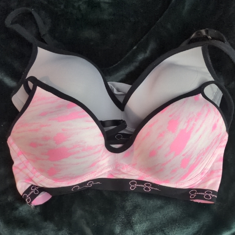 Jessica Simpson Pink and Gray Bra Duo